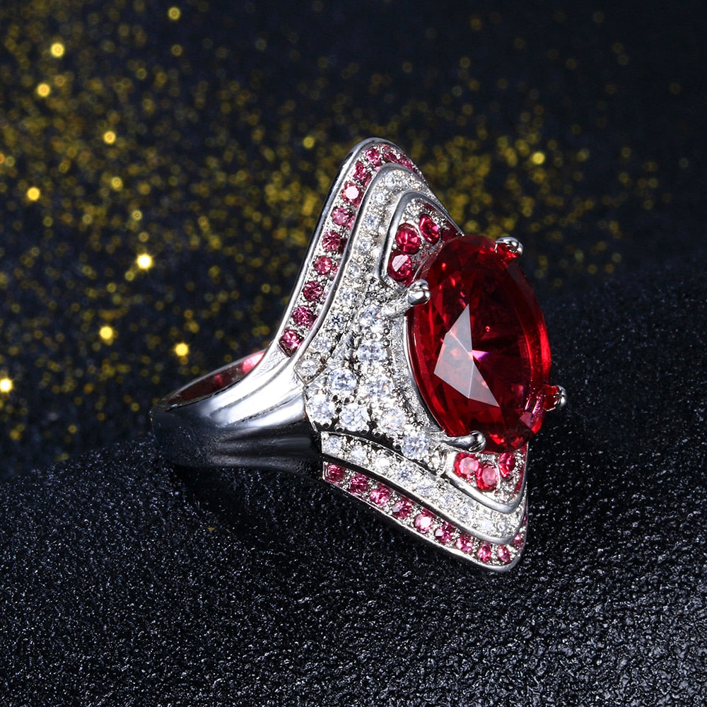 925 Sterling Silver Ring With Ruby Stones DromedarShop.com Online Boutique