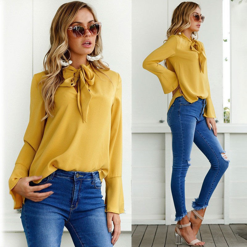 Long Sleeve Office Blouse DromedarShop.com Online Boutique