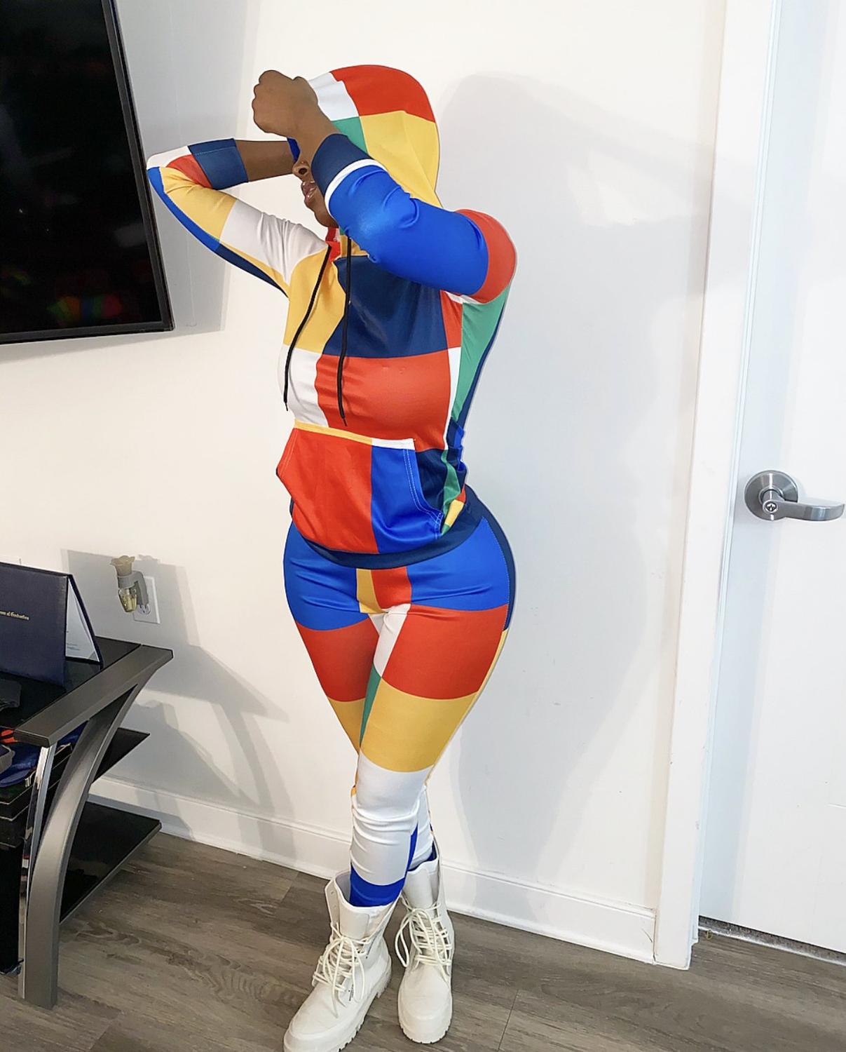 Women Colorful Fitness Two Piece Tracksuit DromedarShop.com Online Boutique