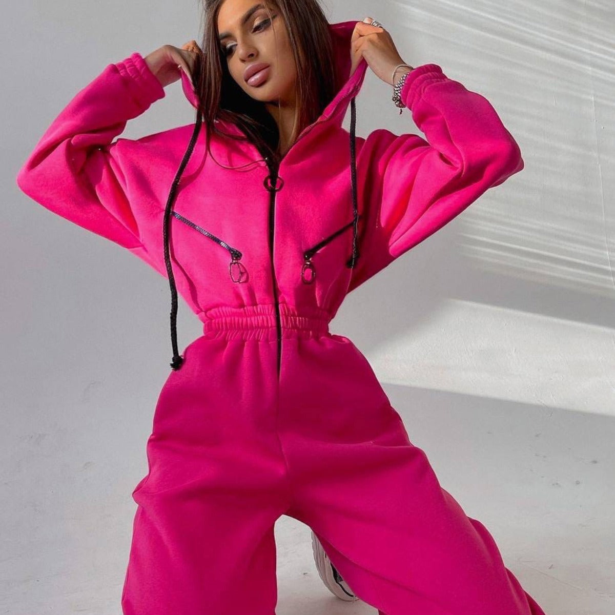 Sports Casual Women's Hooded Jumpsuit - DromedarShop.com Online Boutique