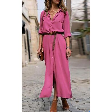 Women Solid Casual Long Dress DromedarShop.com Online Boutique