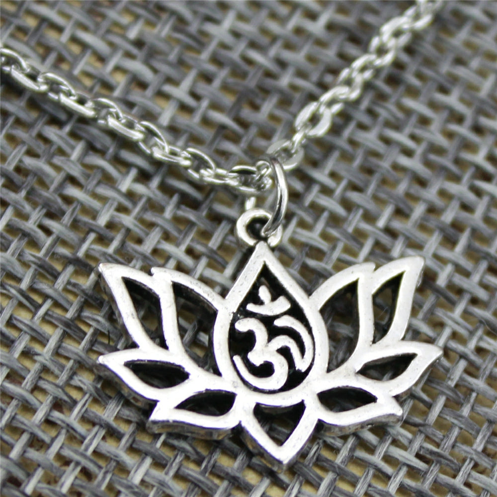 Lotus Yoga Om Pendant Necklace DromedarShop.com Online Boutique