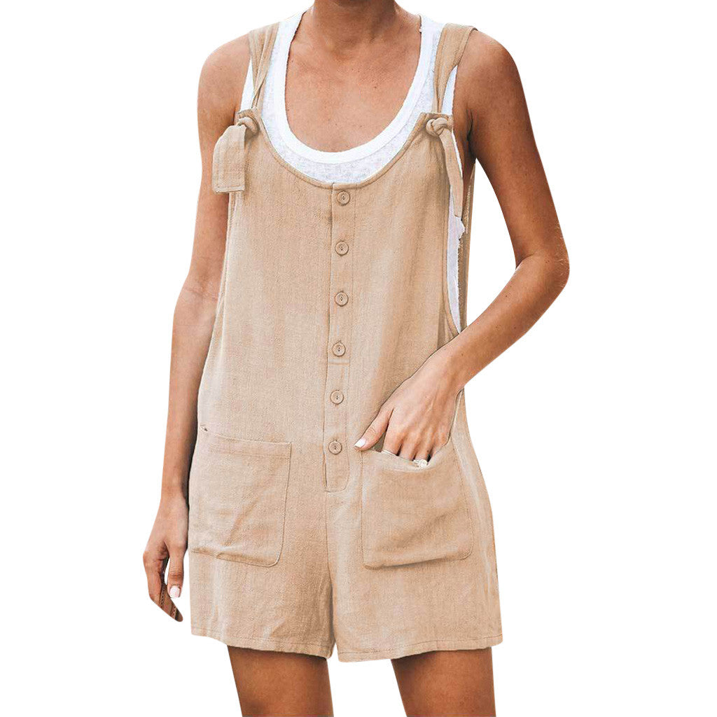 Women Summer Sleeveless Overall Jumpsuit DromedarShop.com Online Boutique