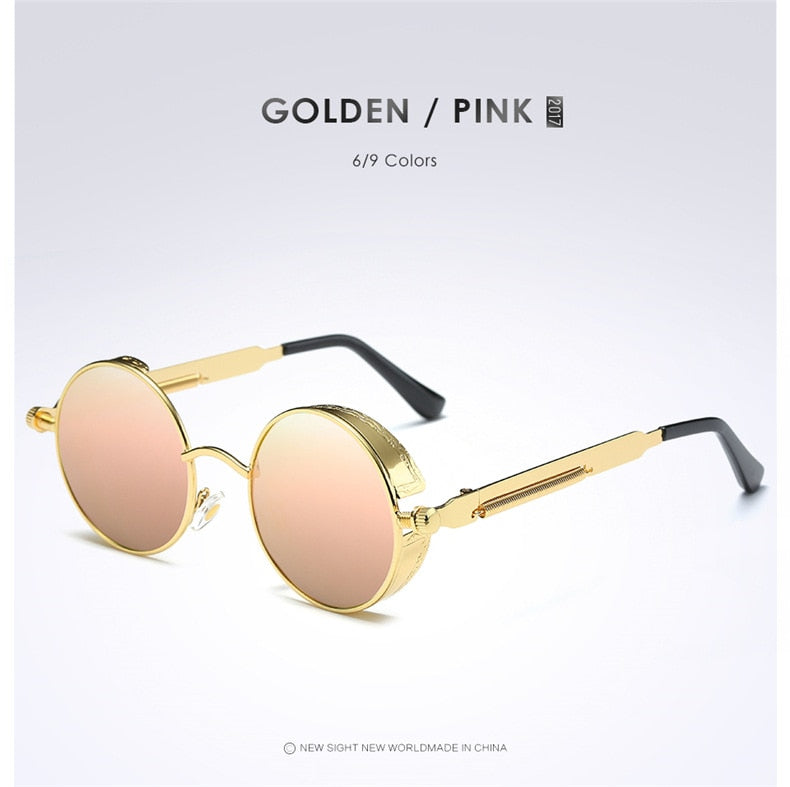Round Metal Frame Polarized Gothic Steampunk Unisex Sunglasses DromedarShop.com Online Boutique