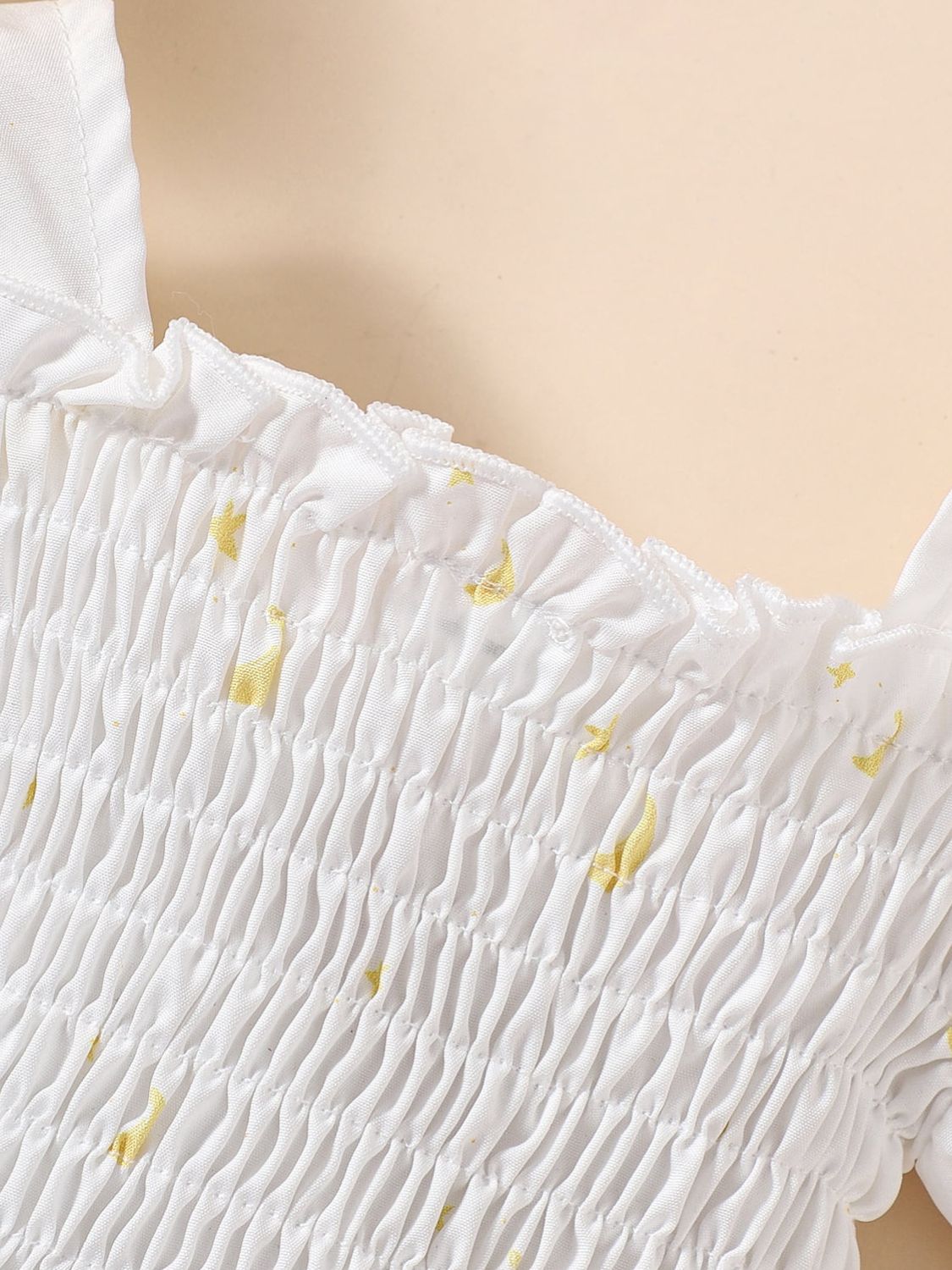 Baby Girl Printed Square Neck Smocked Dress - DromedarShop.com Online Boutique