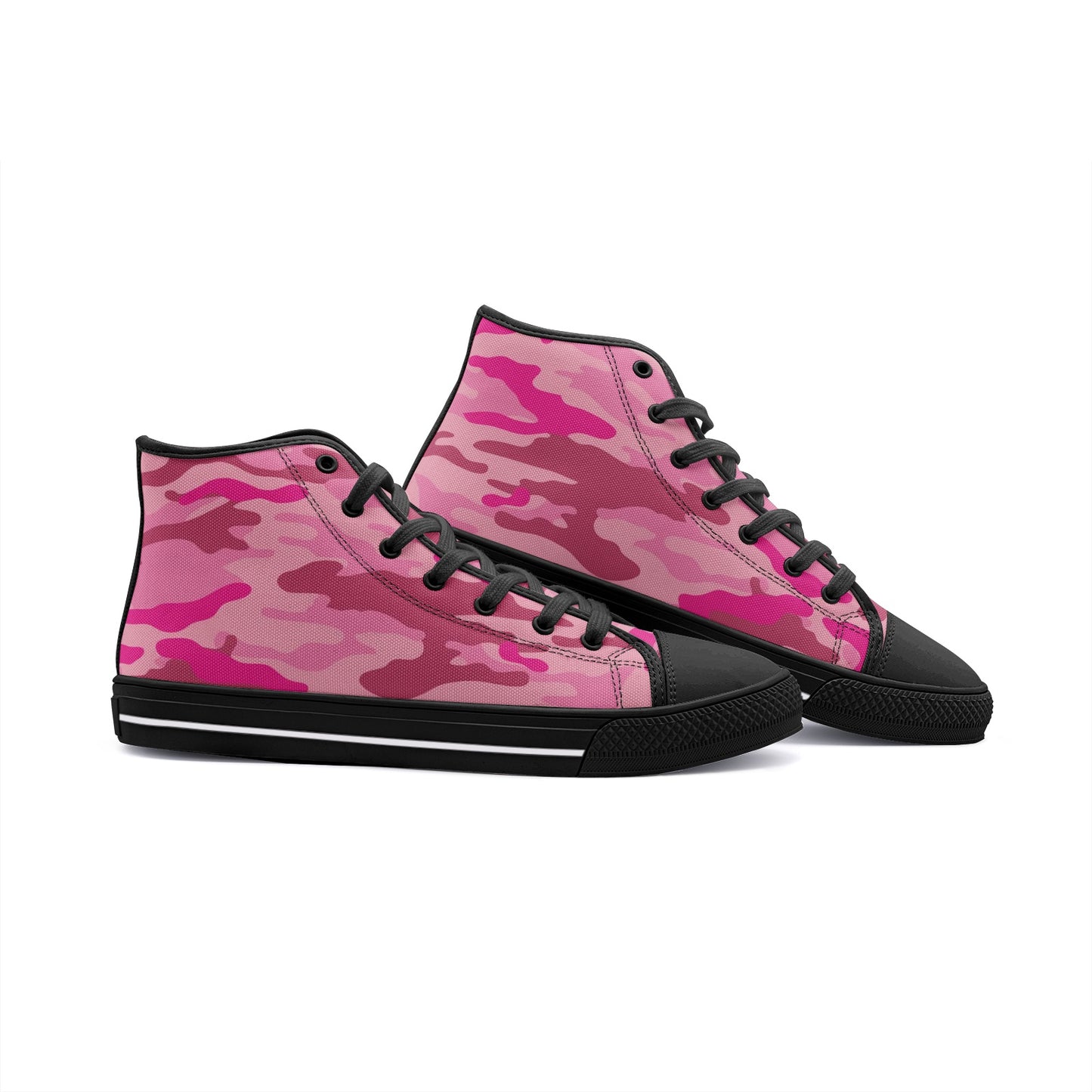 Pink_Camouflage_29 Unisex High-Top Canvas Shoes DromedarShop.com Online Boutique