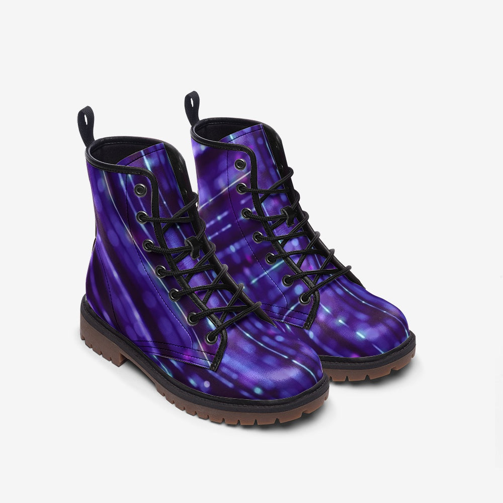 Purple Light Casual Leather Lightweight Boots - DromedarShop.com Online Boutique