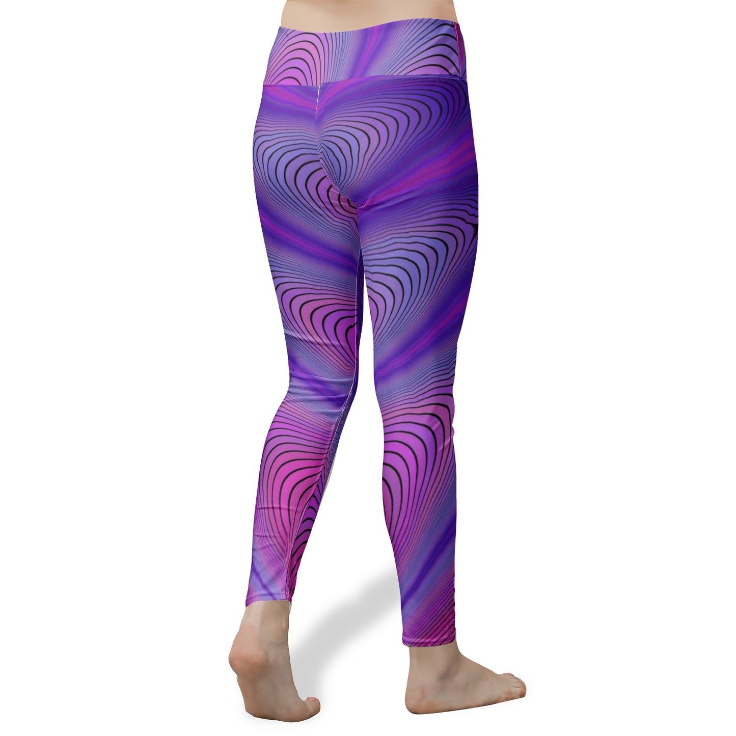 Psychedelic Purple-wawes Women's High Waist Yoga Leggings - DromedarShop.com Online Boutique