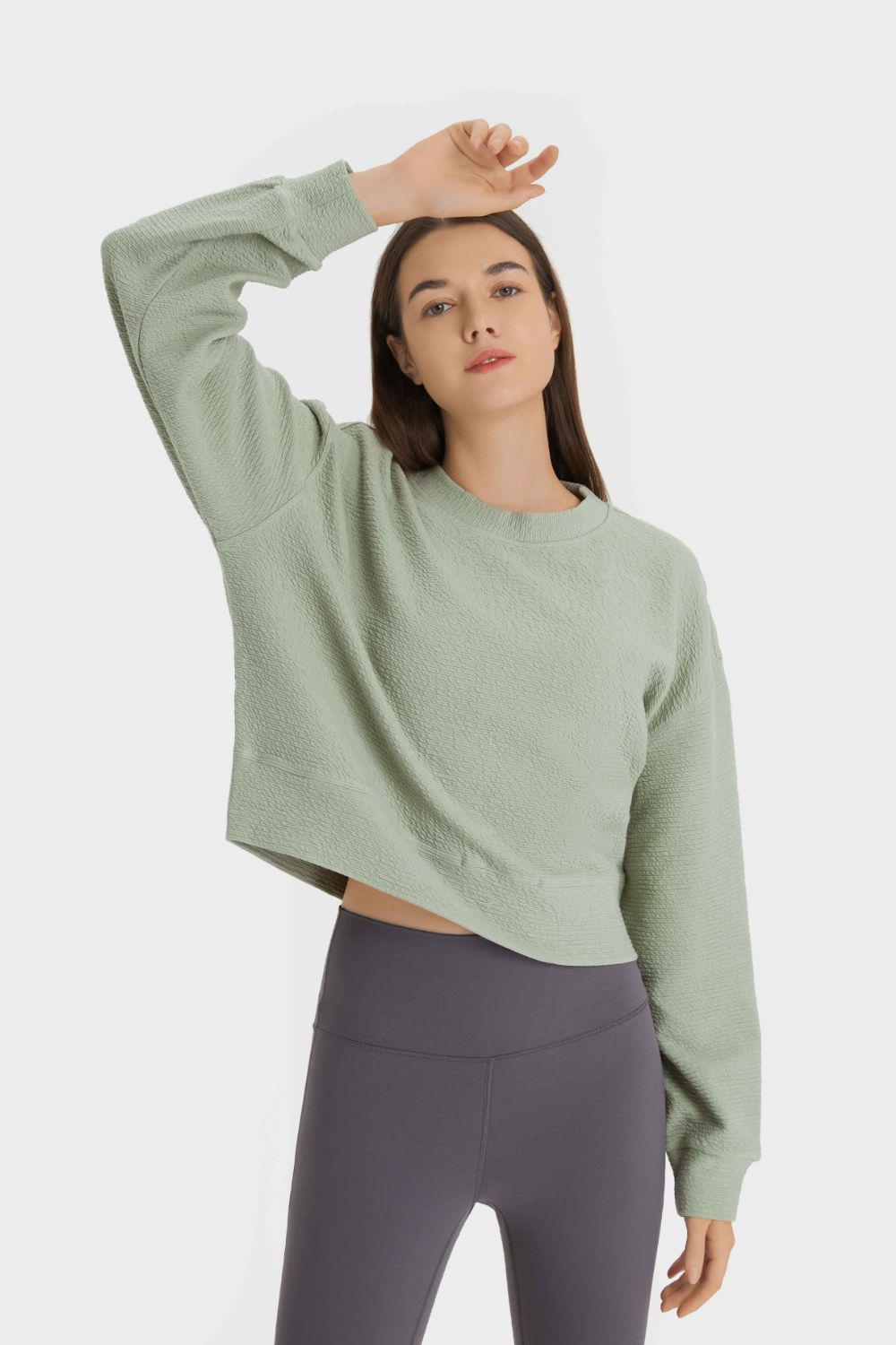 Textured Dropped Shoulder Sports Top - DromedarShop.com Online Boutique