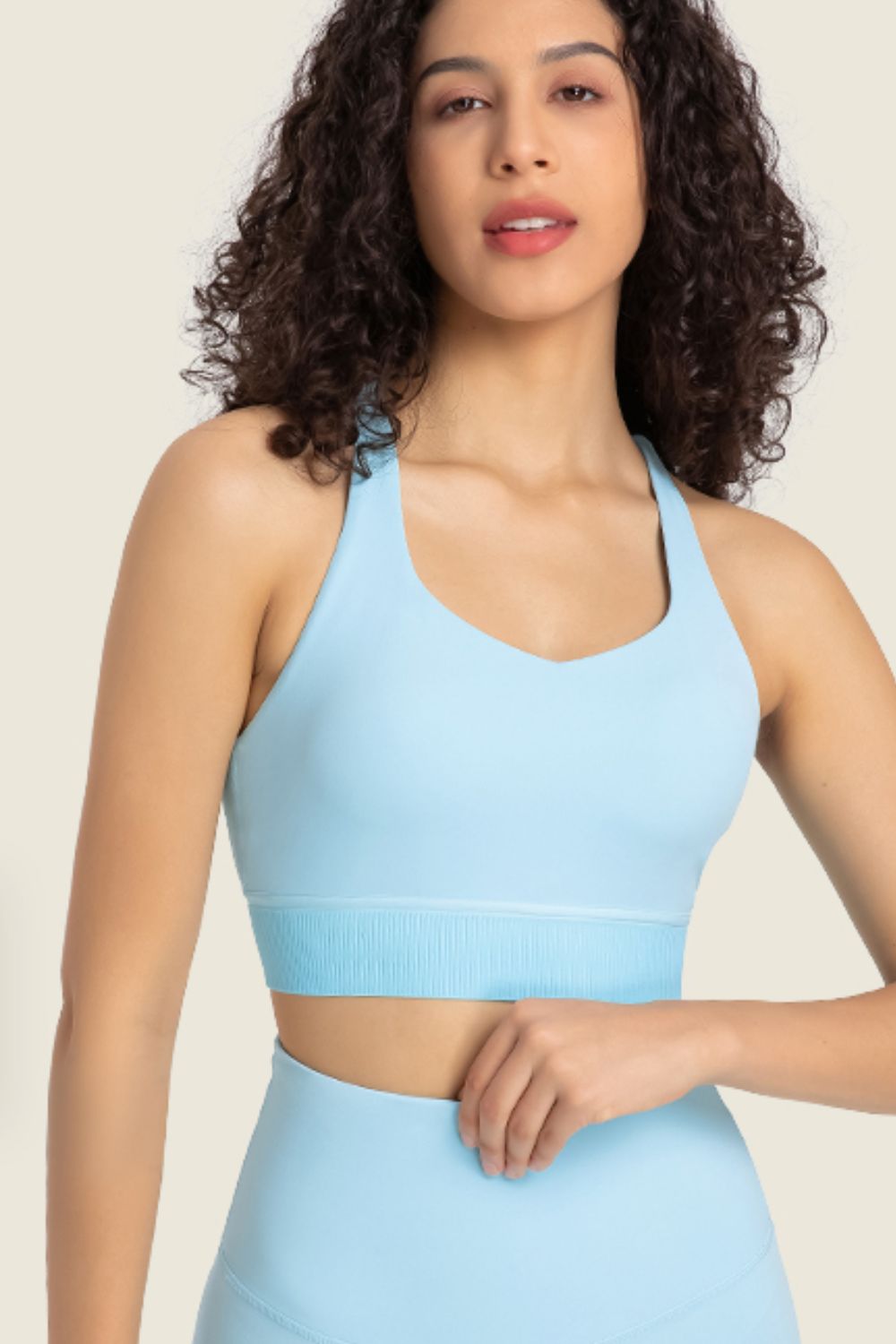 Feel Like Skin Racerback Halter Neck Sports Bra - DromedarShop.com Online Boutique
