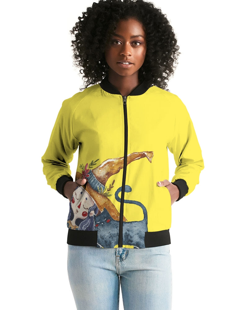 Holiday Yellow Women's Bomber Jacket DromedarShop.com Online Boutique