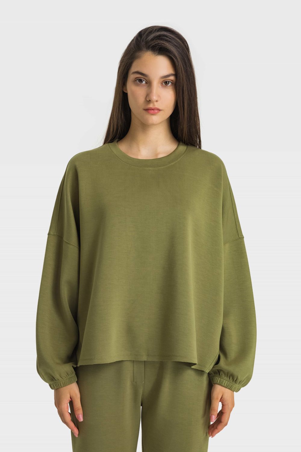 Dropped Shoulder Round Neck Sports Top - DromedarShop.com Online Boutique