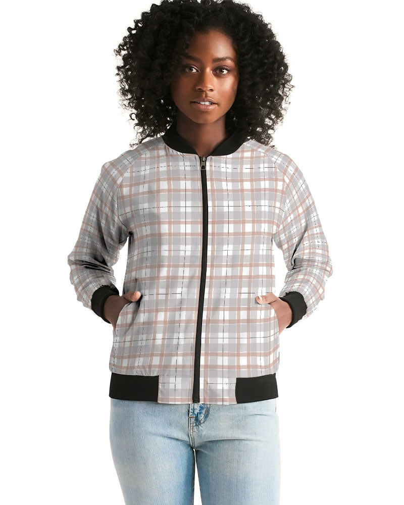 Plants On Plaid Women's Bomber Jacket DromedarShop.com Online Boutique