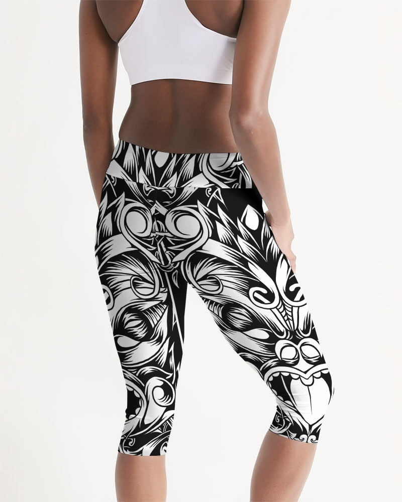 Maori Mask Collection Women's Mid-Rise Capri DromedarShop.com Online Boutique