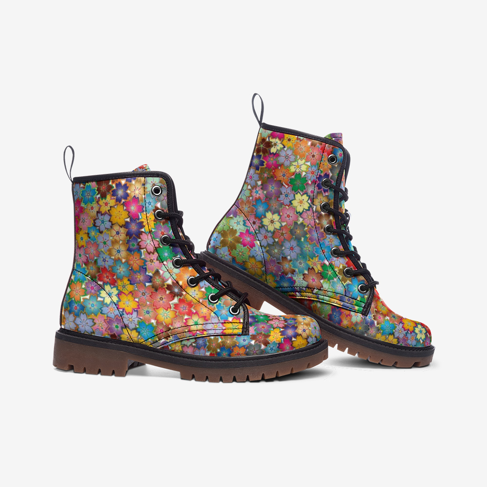 Spring Flowers Casual Leather Lightweight Unisex Boots DromedarShop.com Online Boutique