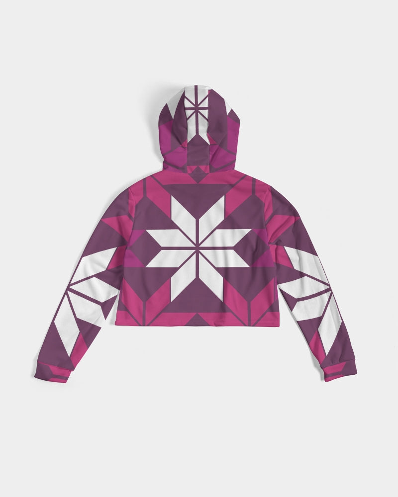 Aztec-Inka Collection Aztec Purple pattern Women's Cropped Hoodie DromedarShop.com Online Boutique