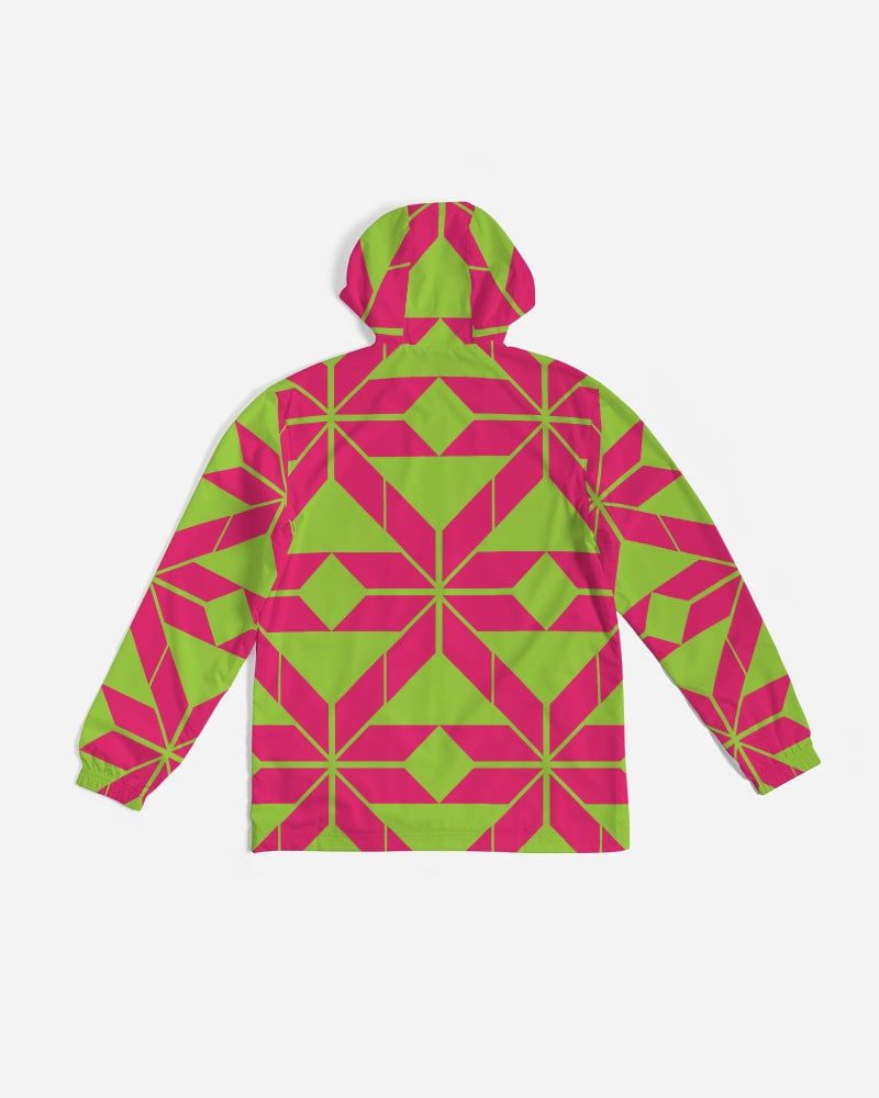 Aztec-Inka Collection Aztec Pink-Green pattern Men's Windbreaker DromedarShop.com Online Boutique