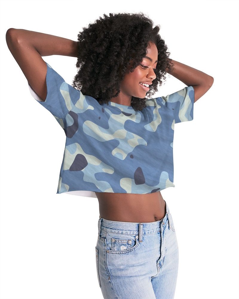 Blue Maniac Camouflage Women's Lounge Cropped Tee DromedarShop.com Online Boutique