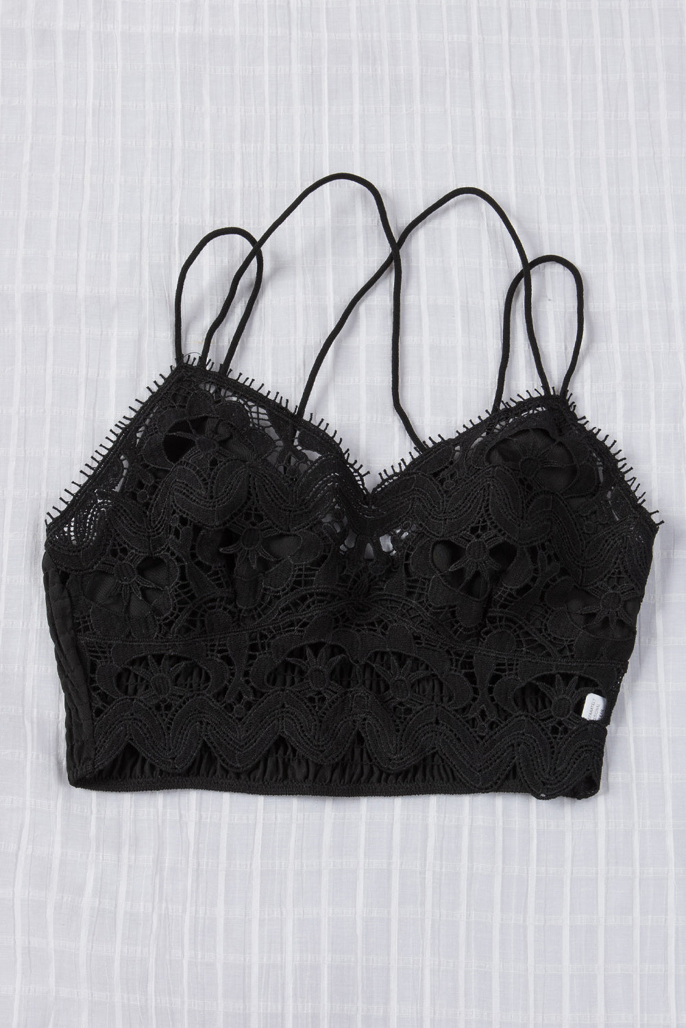 Smocked Eyelash Trim Lace Bralette - DromedarShop.com Online Boutique