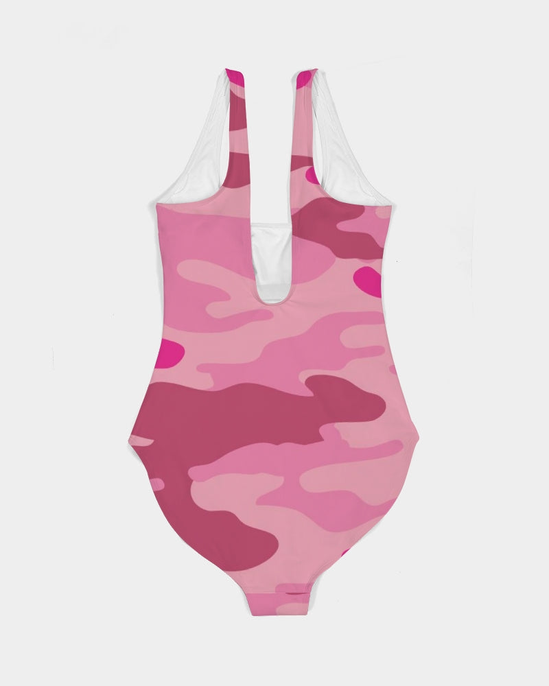 Pink 3 Color Camouflage Women's One-Piece Swimsuit DromedarShop.com Online Boutique