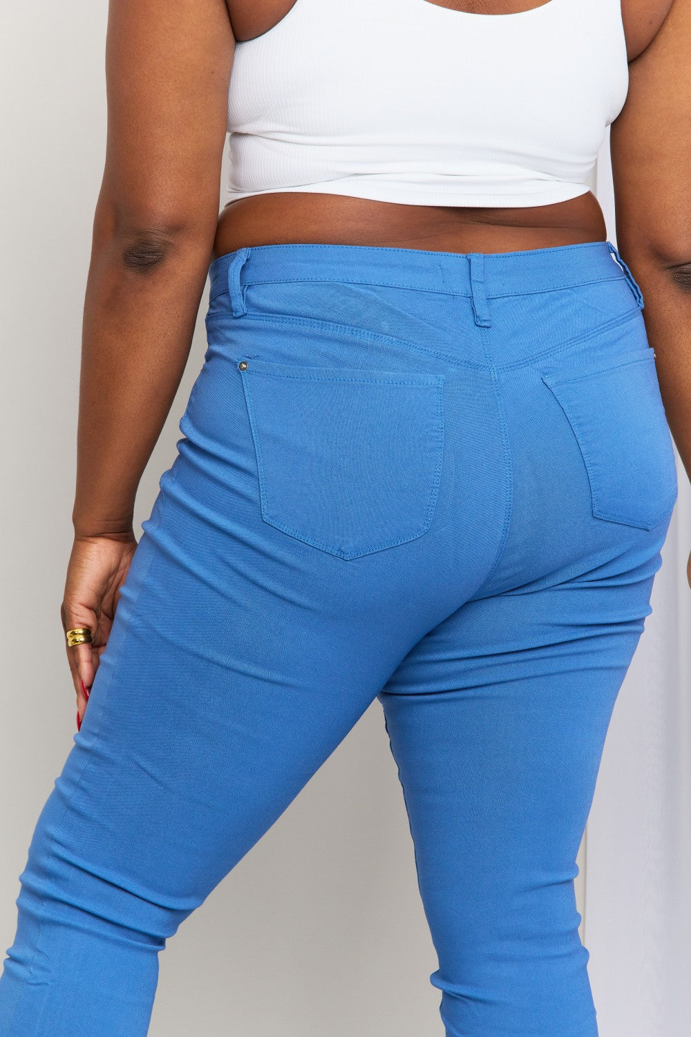 Jeanswear Kate Hyper-Stretch Full Size Mid-Rise Skinny Jeans in Electric Blue DromedarShop.com Online Boutique
