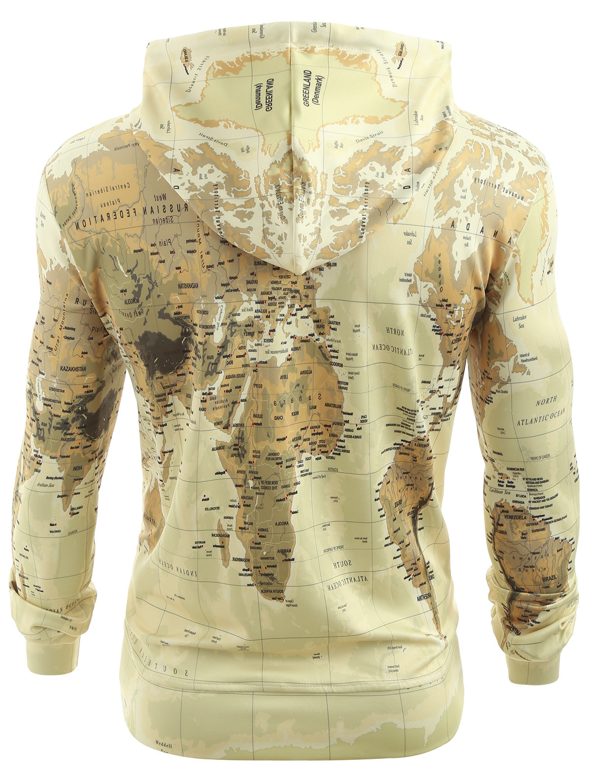 World Map Print Pullover Hoodie - DromedarShop.com Online Boutique