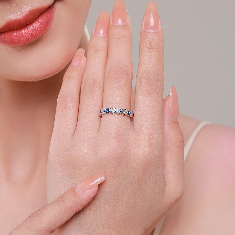 Women S925 Sterling Silver Heart-Shaped Zirconia Ring - DromedarShop.com Online Boutique