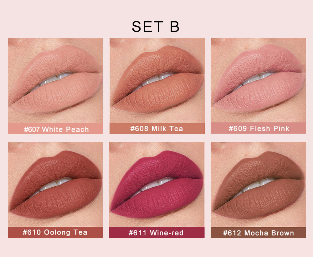 HANDAIYAN Crystal Square Small Ice Tube Matte Lipstick Set 6 Pack