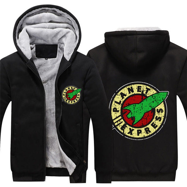 Planet Express Zipper Coat Winter Fleece Warm Hooded Jackets - DromedarShop.com Online Boutique