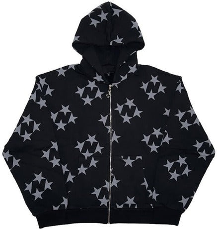 Star Printed Hooded Cardigan - DromedarShop.com Online Boutique