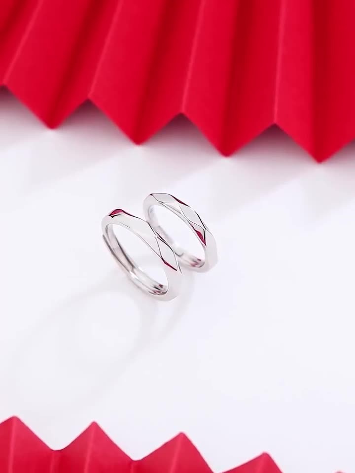 S925 Sterling Silver Adjustable Couple Ring
