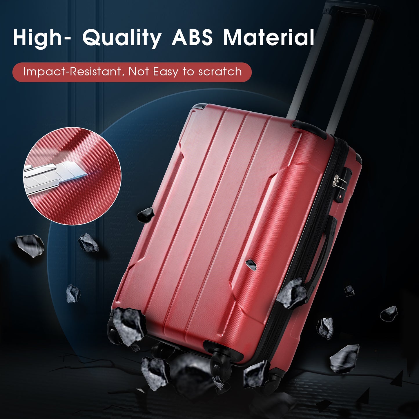 Hardshell Luggage Spinner Suitcase with TSA Lock Lightweight Expandable 24'' (Single Luggage) Red + ABS + 24 Inch