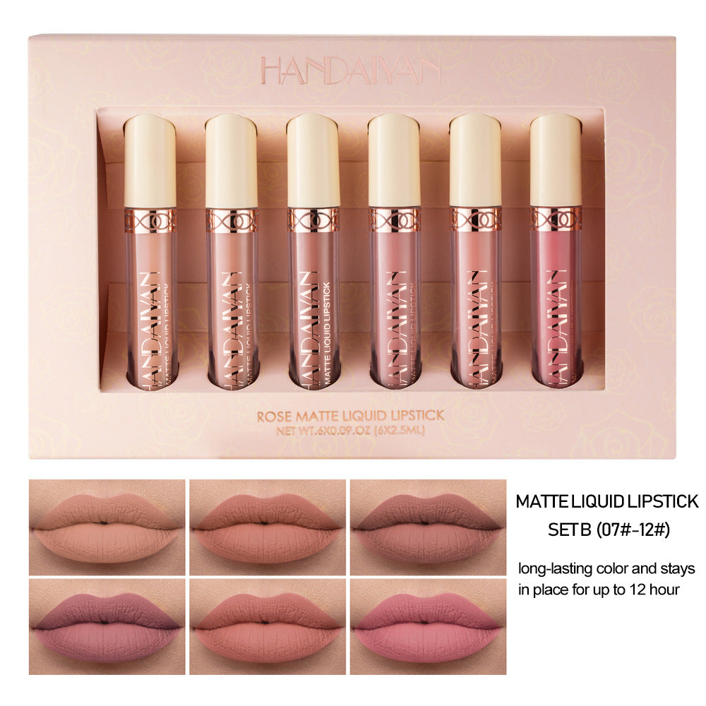 HANDAIYAN 6 Matte Rose Matte Liquid Lipstick in Gift Box