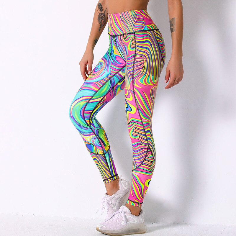 Colorful Printed Fitness High Waist Push Up Sport Leggings