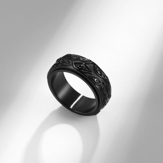 Men Eye Pattern Stainless Steel Ring - DromedarShop.com Online Boutique