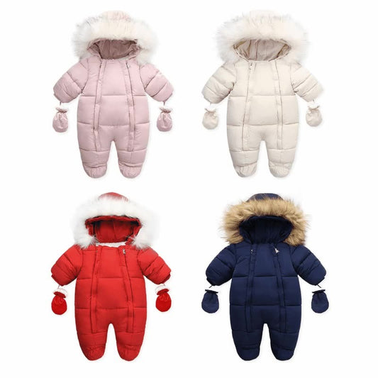 Baby Winter Wool Collar Romper Thickened Warm One-Piece Suit - DromedarShop.com Online Boutique