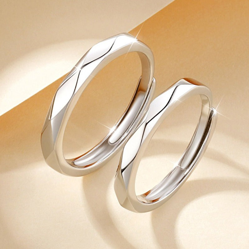 S925 Sterling Silver Adjustable Couple Ring