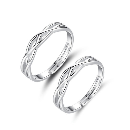 S925 Sterling Silver Pair Of Simple Opening Rings For Men And Women - DromedarShop.com Online Boutique