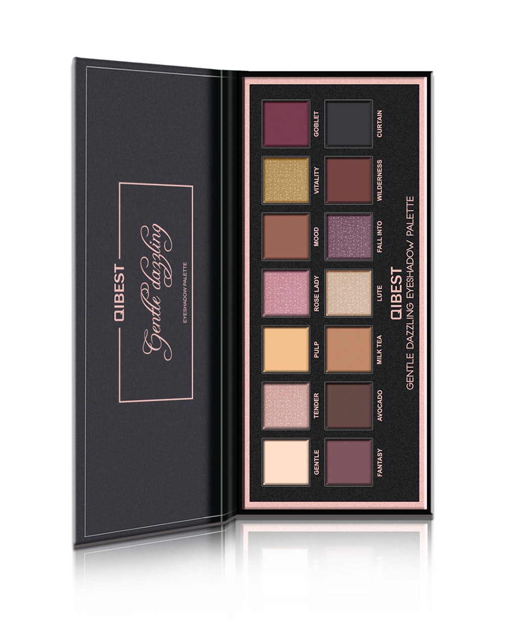 QIBEST 14 Color Matte Luxury Velvet and Glossy Eyeshadow Palette