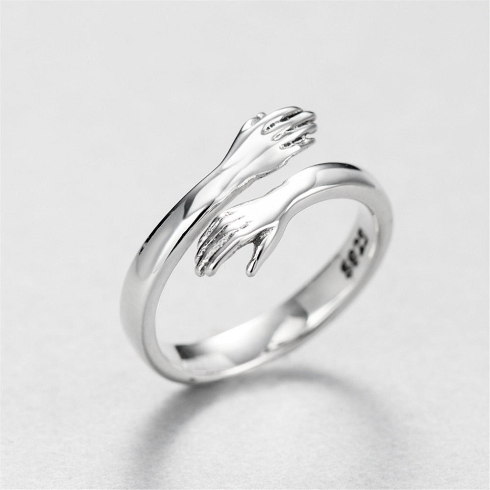S925 Silver Love Hug Ring for Girl - DromedarShop.com Online Boutique