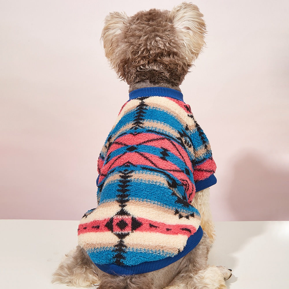 Dog Clothes Autumn And Winter Cute Stripes Plush Sweater - DromedarShop.com Online Boutique