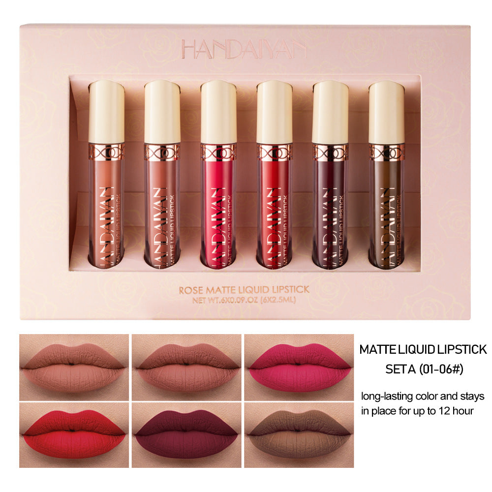 HANDAIYAN 6 Matte Rose Matte Liquid Lipstick in Gift Box