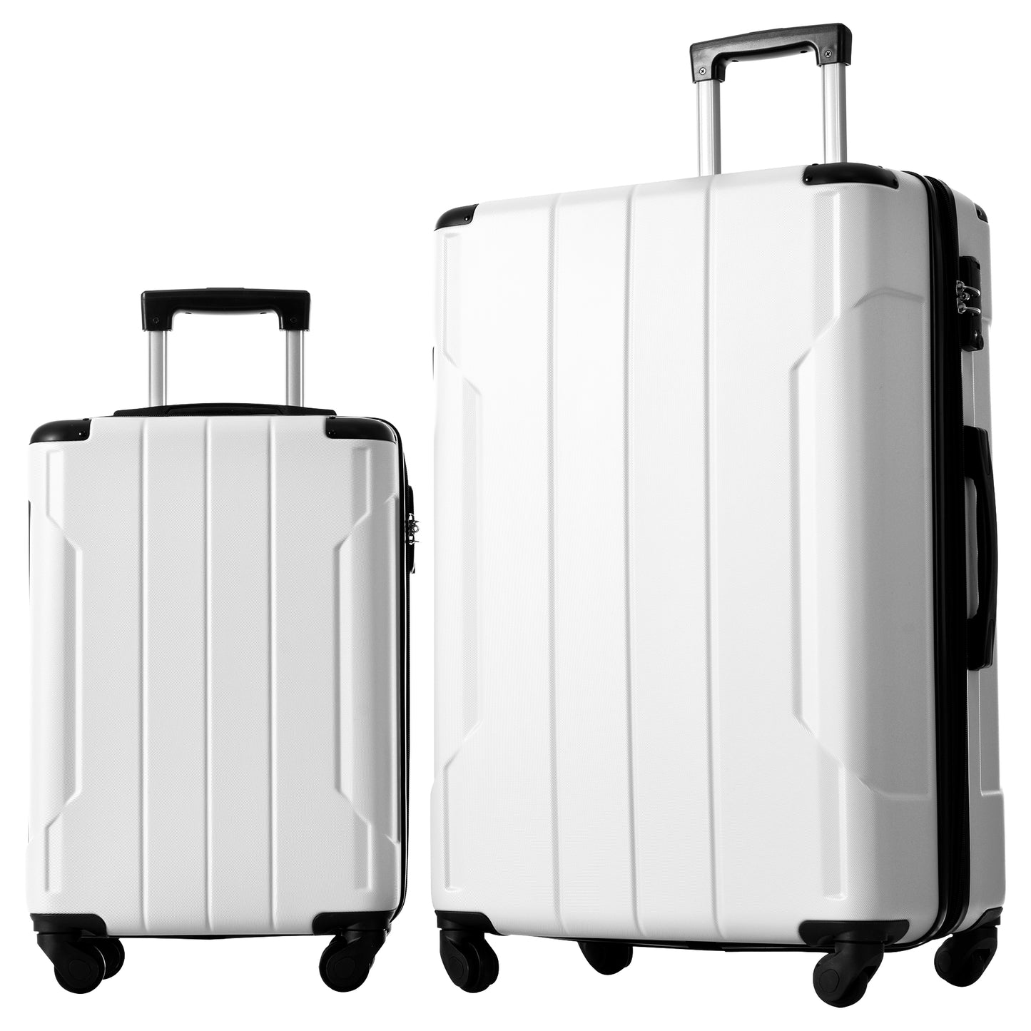 Hardside Luggage Sets 2 Piece Suitcase Set Expandable with TSA Lock Spinner Wheels for Men Women White + ABS