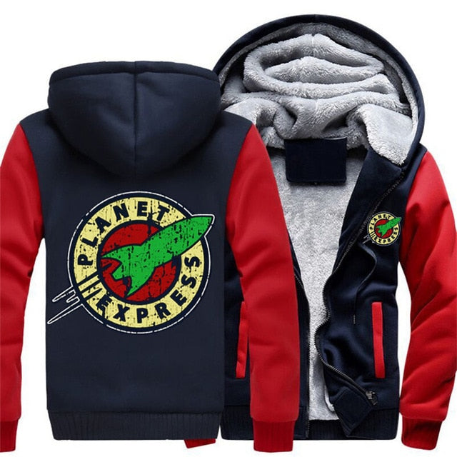Planet Express Zipper Coat Winter Fleece Warm Hooded Jackets - DromedarShop.com Online Boutique