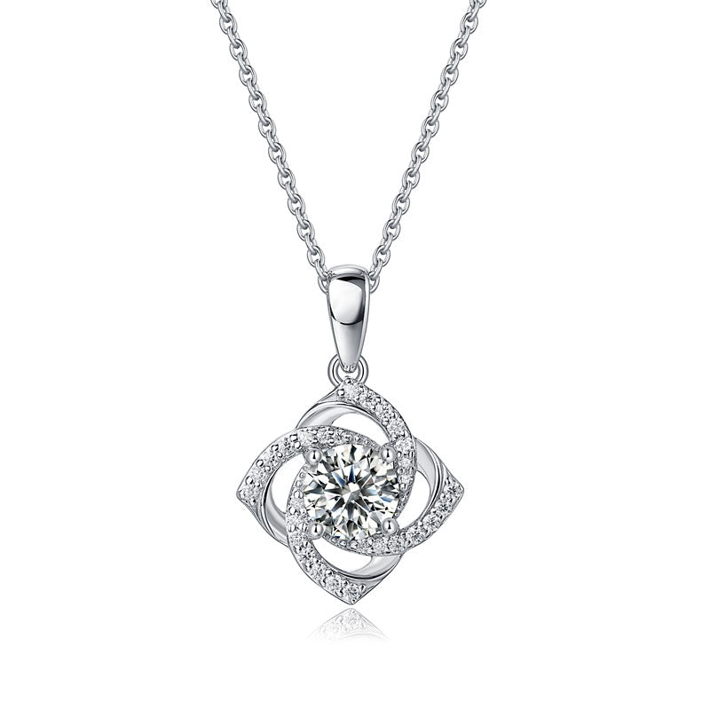 1 Ct Moissanite Diamond Rose Pendant Necklace 925 Sterling Silver MFN8152 - DromedarShop.com Online Boutique