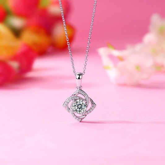 1 Ct Moissanite Diamond Rose Pendant Necklace 925 Sterling Silver MFN8152 - DromedarShop.com Online Boutique