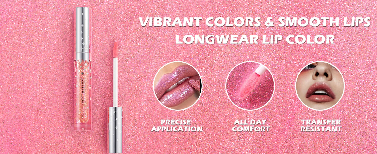 6 Colors Chameleon Glitter Lip Gloss Lasting Moisturizing Liquid Lipstick