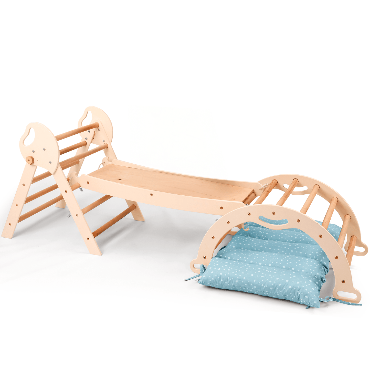 Montessori 4in1 Kletterdreieck für Babys: Pikler-Dreieck, Kletterbogen, Rutschbrett und Kissen für Kleinkinder (1–3 Jahre) - DromedarShop.com Online Boutique