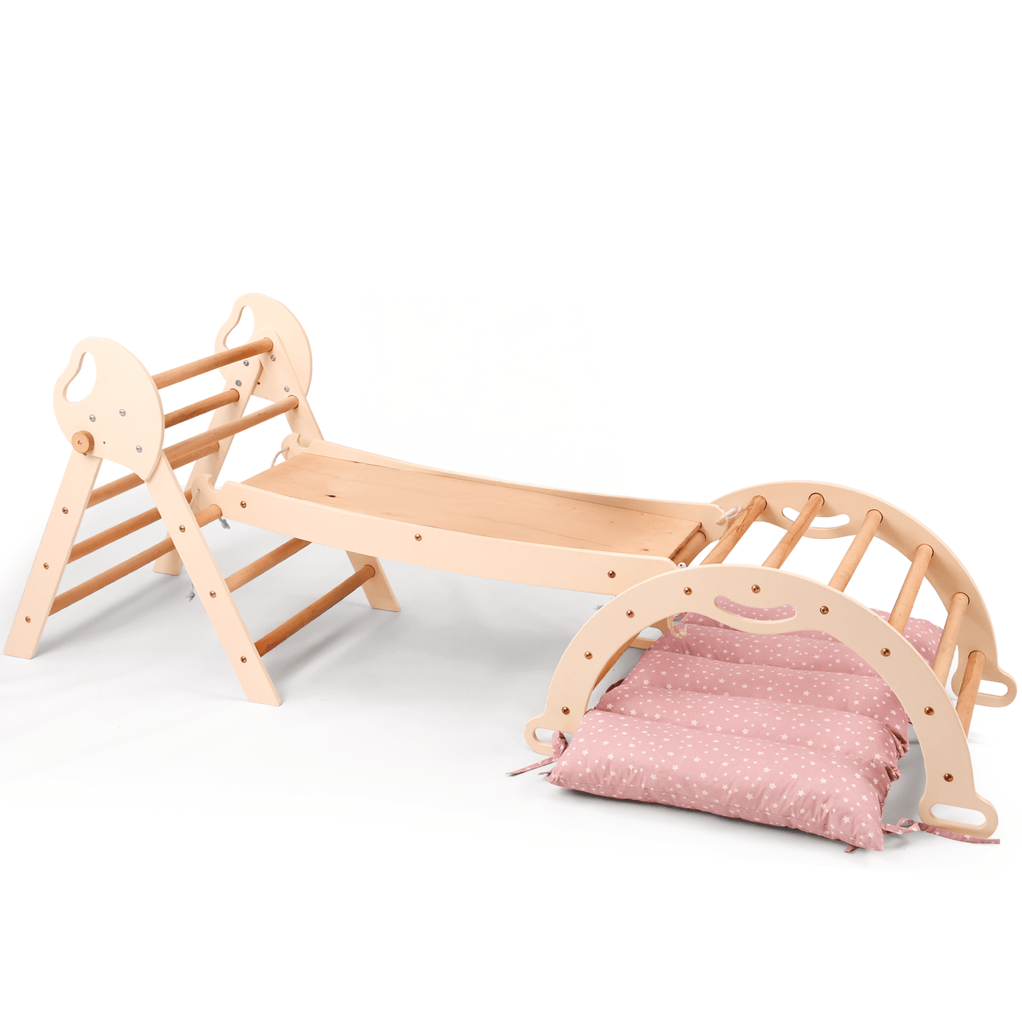 Montessori 4in1 Kletterdreieck für Babys: Pikler-Dreieck, Kletterbogen, Rutschbrett und Kissen für Kleinkinder (1–3 Jahre) - DromedarShop.com Online Boutique
