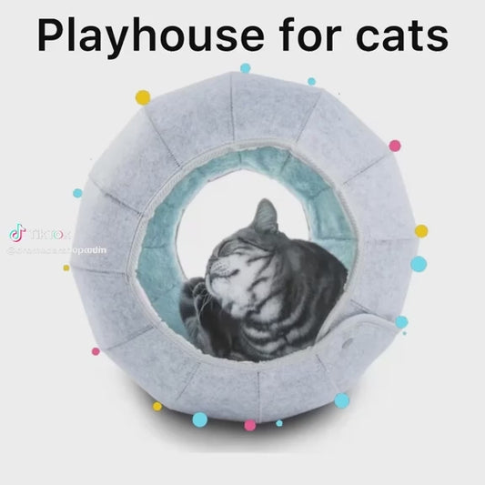 CozyFold Pet Cave™ Felt Cat Cave – Tunnel Bed & Semi-Enclosed Hideaway